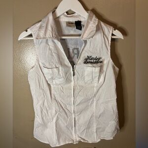 Harley-Davidson White Zip-Up Vest